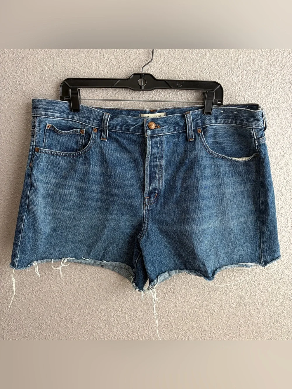 Madewell The Brynn Long Denim High Rise Jean 4.5” Medium Cutoff Shorts 33